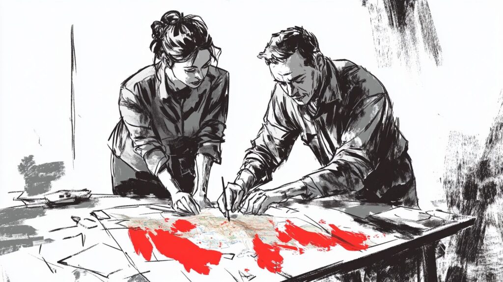 Two people reading a map